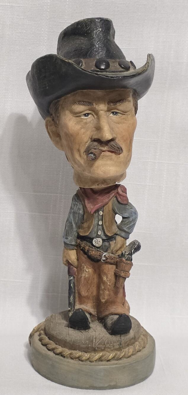 Western Cowboy Bobblehead Figurine Cigar Gunslinger Rodeo Decor Statue 10"